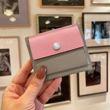 [French calf] <br>mini snap wallet<br>color: mauve pink x ice gray