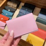 [French calf] <br>Thread gusset card case<br>color: mauve pink