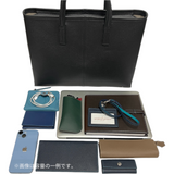 [French calf] <br>Bercy tote bag<br>color: dark brown x aqua blue