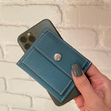 [French calf] <br>mini snap wallet<br>color: Jean blue