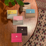[French calf] <br>mini snap wallet<br>color: mauve pink x ice gray