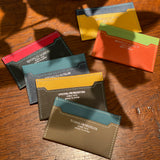 [French calf] <br>compact card case<br>Color: Taupe x Jean Blue