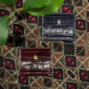 [Croco pattern leather] <br>Mini -snap wallet<br>color: Dark brown