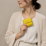 [French calf] <br>mini snap wallet<br>color: lemon yellow