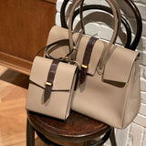 [Taurillon Lagoon x Crocodile]<br>Voyage L bag<br>color: taupe x dark brown