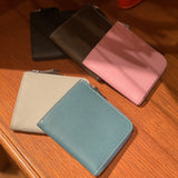 [French calf] <br>Half L zip wallet<br>color: Jean blue