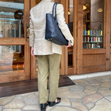 [シュリンクレザー]<br>トゥティトートバッグ<br>color：ネイビー