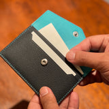 [French calf] <br>flap card case<br>color: navy