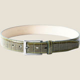 [サルベージ PROJECT]<br>[クロコパターンレザー] <br>35mmベルト<br>color：カーキ