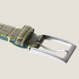 [サルベージ PROJECT]<br>[クロコパターンレザー] <br>35mmベルト<br>color：カーキ