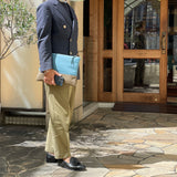 [French calf] <br>Combi clutch bag<br>color: Aqua blue x taupe<br>[Made to order]