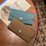 [French calf] <br>flap long wallet<br>color: taupe