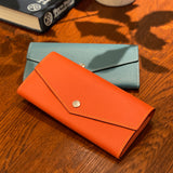 [French calf] <br>flap long wallet<br>color: Jean blue