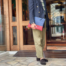 [フレンチカーフ] <br>コンビ　クラッチバッグ<br>color：インクブルー×レッド<br>【受注生産】