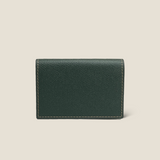 [フレンチカーフ] <br>通しマチカードケース<br>color：ダークグリーン