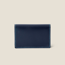[French calf] <br>Through gachi card case<br>Color: Navy x Turquoise Stitch