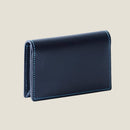[French calf] <br>Through gachi card case<br>Color: Navy x Turquoise Stitch