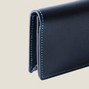 [French calf] <br>Through gachi card case<br>Color: Navy x Turquoise Stitch