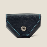 [French calf] <br>snap coin case<br>Color: Navy x Turquoise stitch<br>[Made to order]