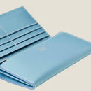 [French calf] <br>Long wallet with belt<br>color: Aqua Blue