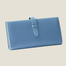[French calf] <br>Long wallet with belt<br>color: Aqua Blue