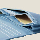[French calf] <br>Long wallet with belt<br>color: Aqua Blue