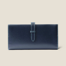 [French calf] <br>Long wallet with belt<br>Color: Navy x Turquoise Stitch<br>[Made to order]