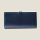 [French calf] <br>Long wallet with belt<br>Color: Navy x Turquoise Stitch<br>[Made to order]