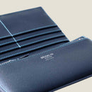[French calf] <br>Long wallet with belt<br>Color: Navy x Turquoise Stitch<br>[Made to order]