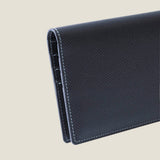 [フレンチカーフ] <br>ロングウォレット(小銭入れなし)<br>color：ブラック<br>【ご予約受付中：お届け目安３ヶ月程】