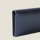 [フレンチカーフ] <br>ロングウォレット(小銭入れなし)<br>color：ネイビー<br>【ご予約受付中：お届け目安３ヶ月程】
