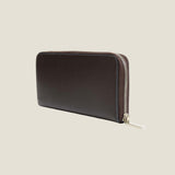 [French calf] <br>Round zip long <Standard><br>color: dark brown<br>[Made to order]