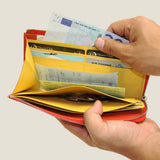 [French calf] <br>L zip long wallet<br>color: orange