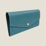 [French calf] <br>flap long wallet<br>color: Jean blue