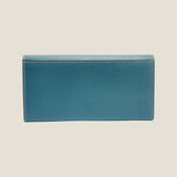 [French calf] <br>flap long wallet<br>color: Jean blue