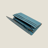[French calf] <br>flap long wallet<br>color: Jean blue