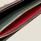 [French calf] <br>flap long wallet<br>color: dark green