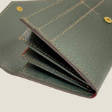 [French calf] <br>flap long wallet<br>color: dark green