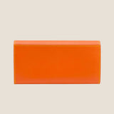 [French calf] <br>flap long wallet<br>color: orange