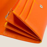 [French calf] <br>flap long wallet<br>color: orange