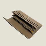 [French calf] <br>flap long wallet<br>color: taupe