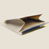 [French calf] <br>mini snap wallet<br>color: navy x taupe