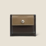 [French calf] <br>mini snap wallet<br>color: taupe x dark brown