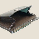 [French calf] <br>mini snap wallet<br>color: taupe x dark brown