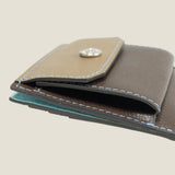 [French calf] <br>mini snap wallet<br>color: taupe x dark brown
