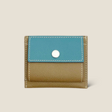 [French calf] <br>mini snap wallet<br>color: Jean blue x taupe