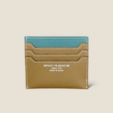 [French calf] <br>mini snap wallet<br>color: Jean blue x taupe