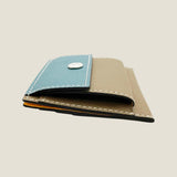 [French calf] <br>mini snap wallet<br>color: Jean blue x taupe