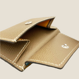 [French calf] <br>mini snap wallet<br>color: Jean blue x taupe