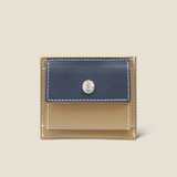 [French calf] <br>mini snap wallet<br>color: navy x taupe